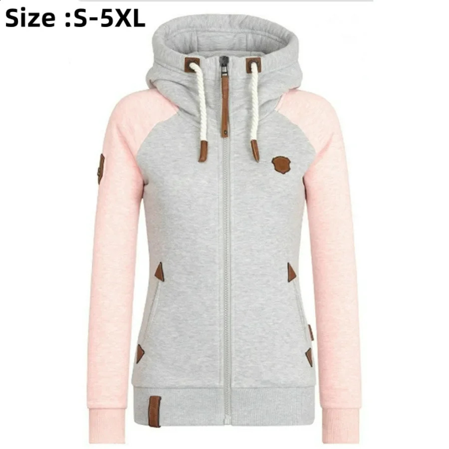Womens Casual Hoodie Jacket Zipper Mixed Color Coat Top Sportswear Large Dress 240827