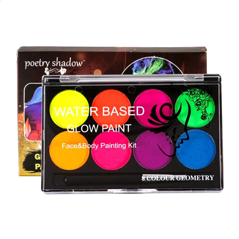 8 colors body art painting UV luminous fluorescence Christmas party fancy dress beauty and makeup tools 240829
