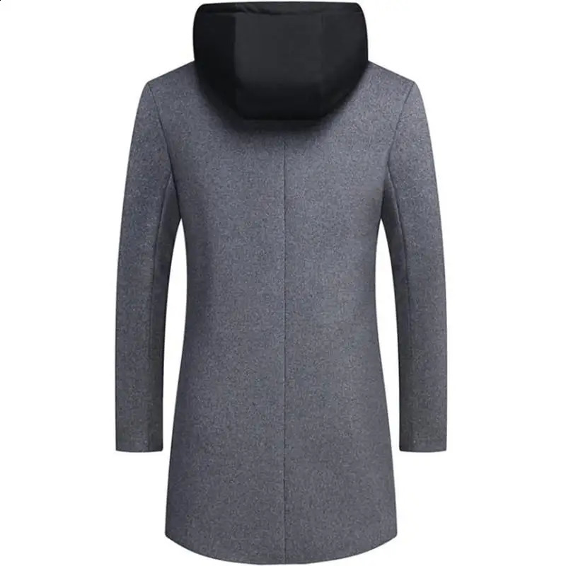 Autumn and winter mens hooded wool jacket autumn mens long windproof wool jacket casual thick slim fit jacket mens size M-5Xl 4 colors 240829