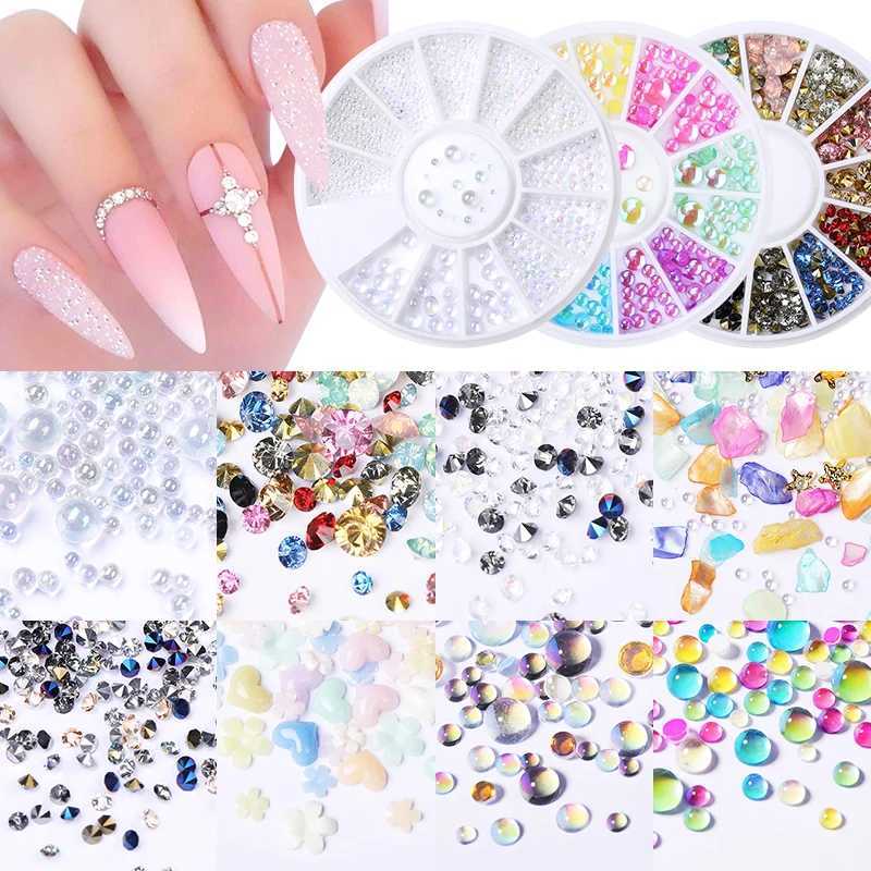 Pict You 3D Sharp Bottom Opal Nail rhinestone Sparkling Small Irregular Beads Stone Processing Nail Decoration Wheel Tool W240829