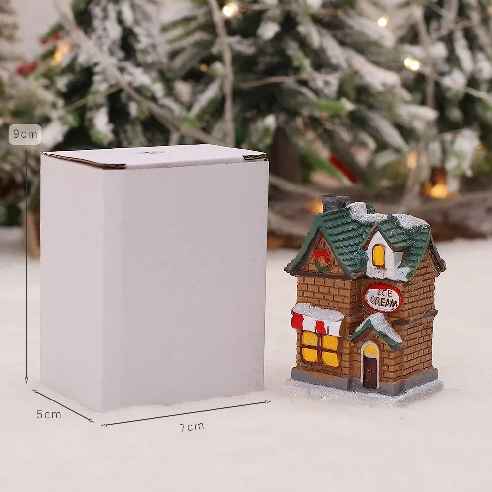 LED Snow House Sculpture, Resin Christmas Home Decoration, Night Light for Kids, 2024 Xmas Gift