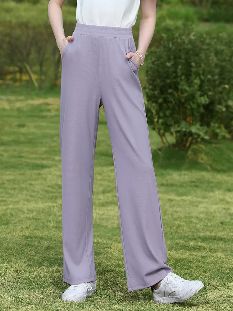 I like your wide leg pants womens springsummer high stretch elastic waisted knitted casual 2241045612 240827
