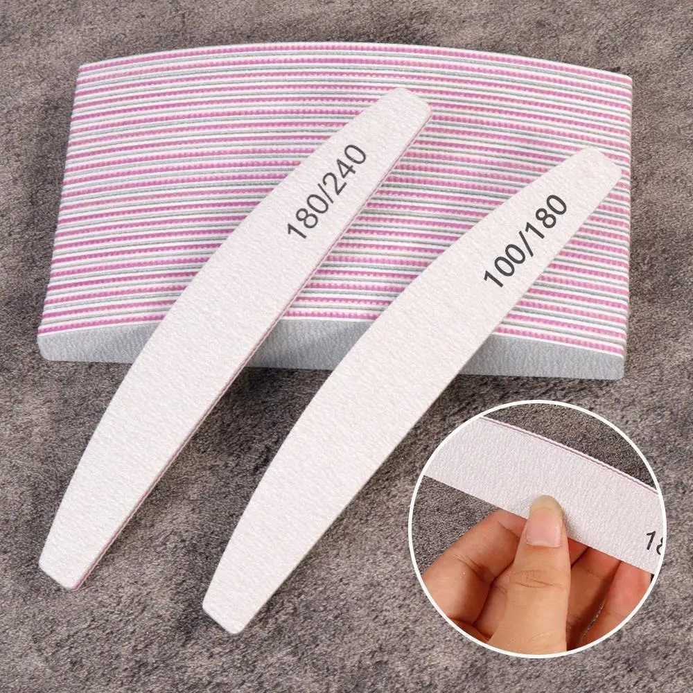 10pcs professional nail file sandpaper sturdy thick nail file buffer machine manual polishing half moon lime nail tool 100/180 180/240 W240829