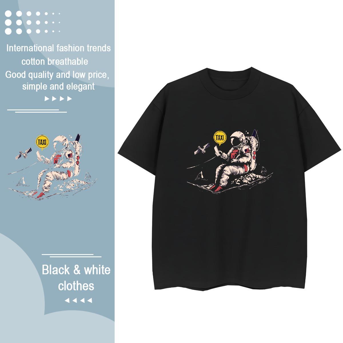 Popular Couples T Shirts 100% Cotton 230g cosmonaut Beach Women T Shirts O-Neck Short Sleeve Plus Size Custom Tees Shirts