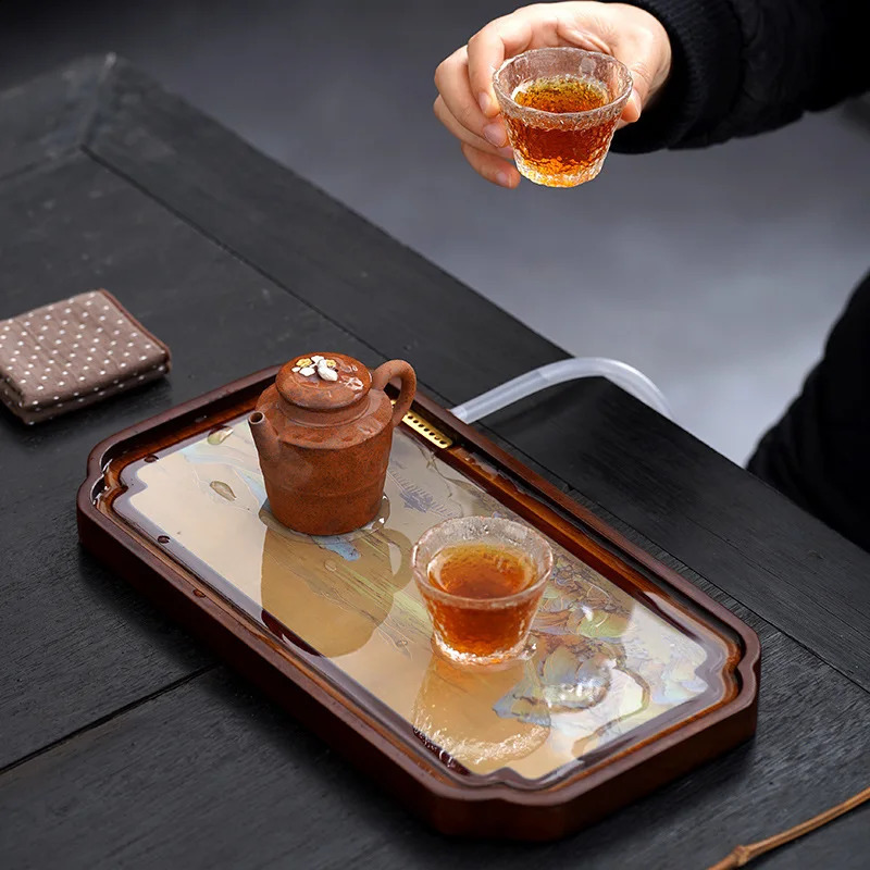 Wooden Color Changing Tea Tray Solid Wood Kung Fu Tea Tray Color Changing Tea Ceremony Accessories Small Dry Bubble Tray 240829