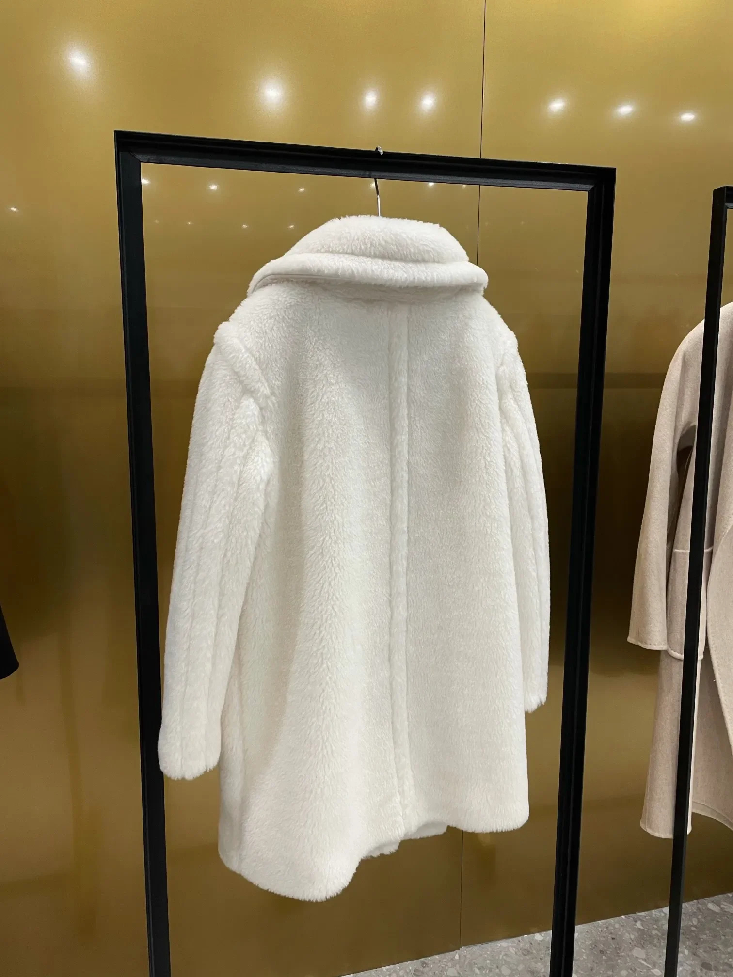 Short Teddy Coat 62% Alpaca 26% Wool 12% Silk Winter Thick Womens 240830