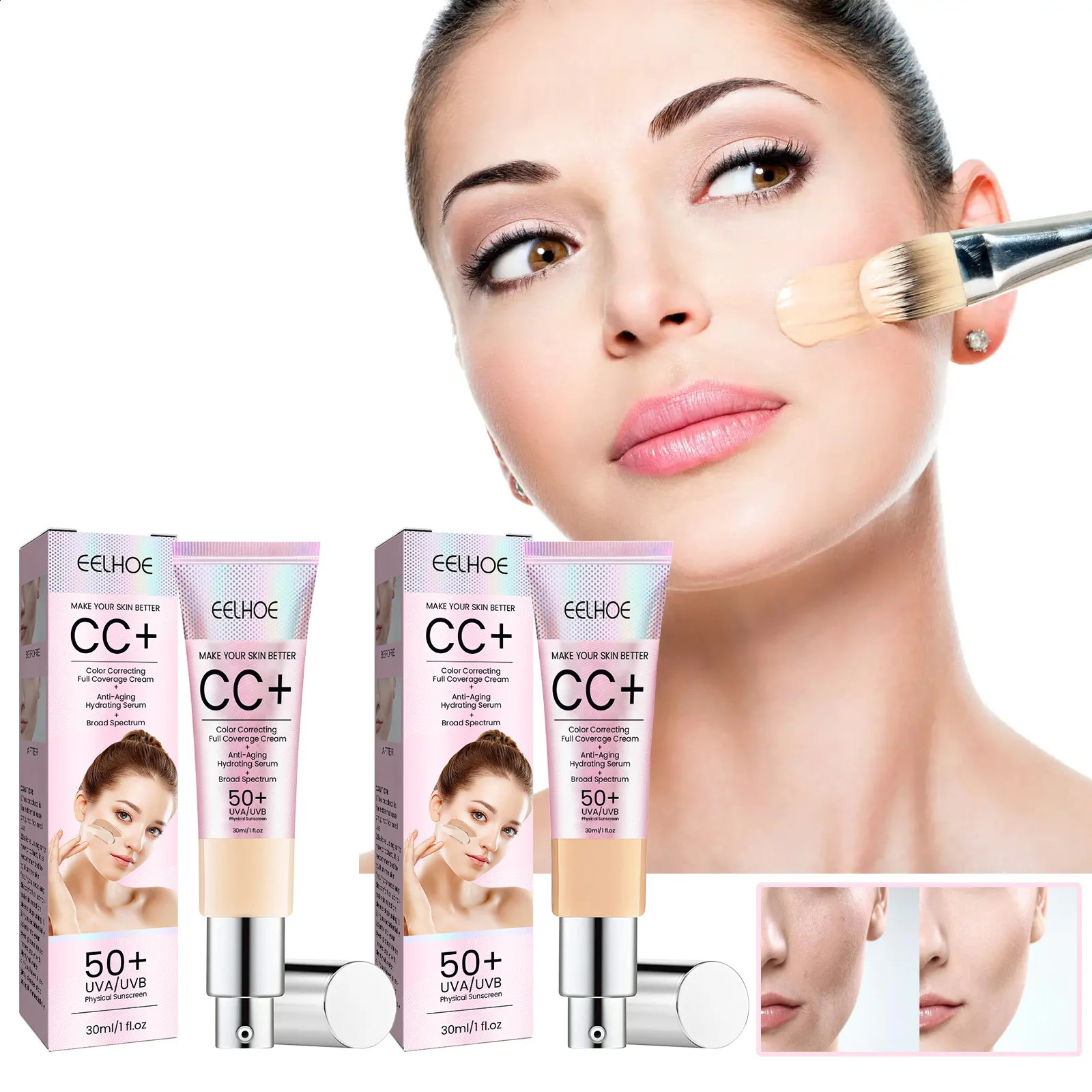 CC foundation cream natural bright foundation make-up concealer oil-free control lasting makeup 240829