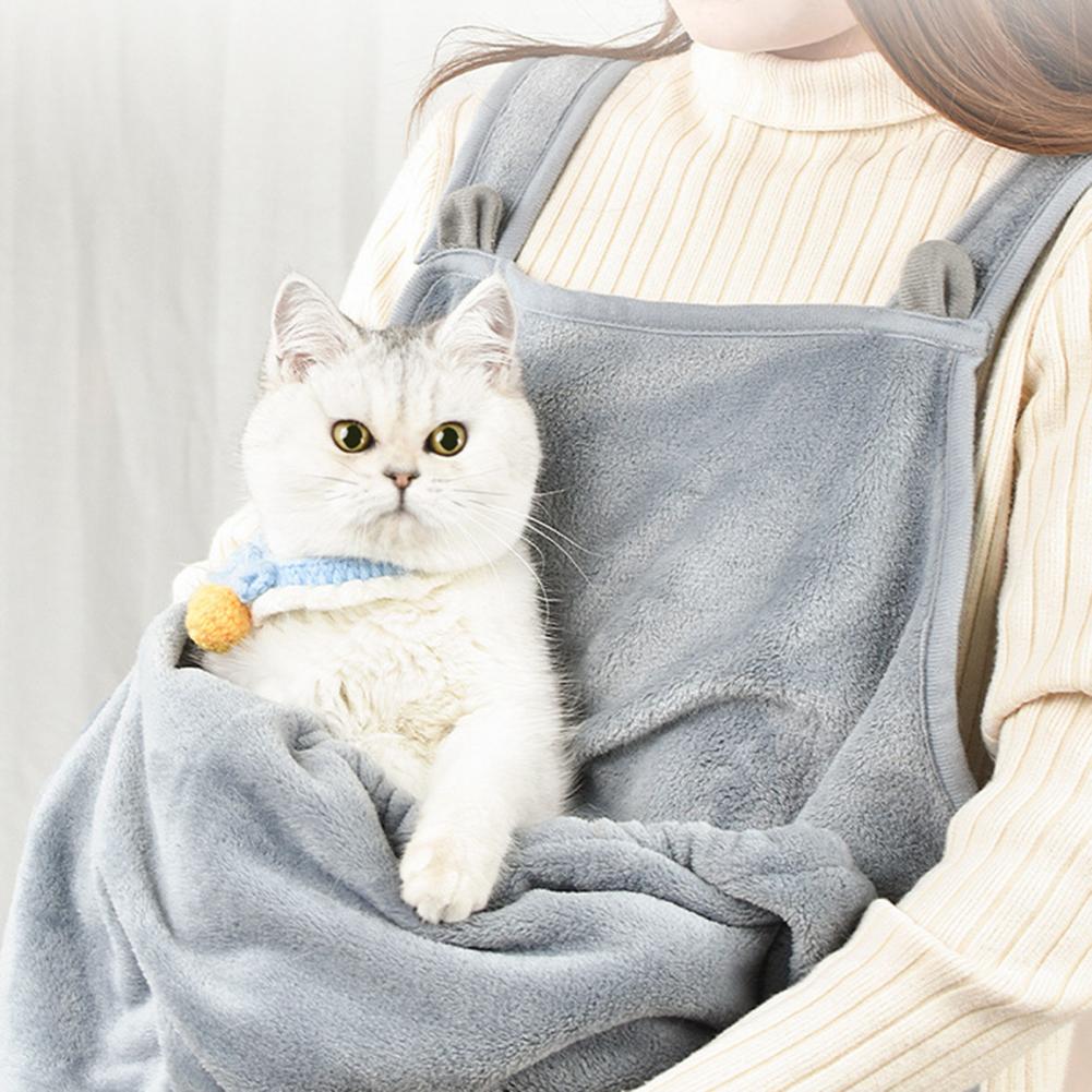 Pet Carrier Apron Cat Carrier Pouch Pet Daily Accessory Retractable Opening Buckle Strong Load Bearing Big Space Escape-proof Pl