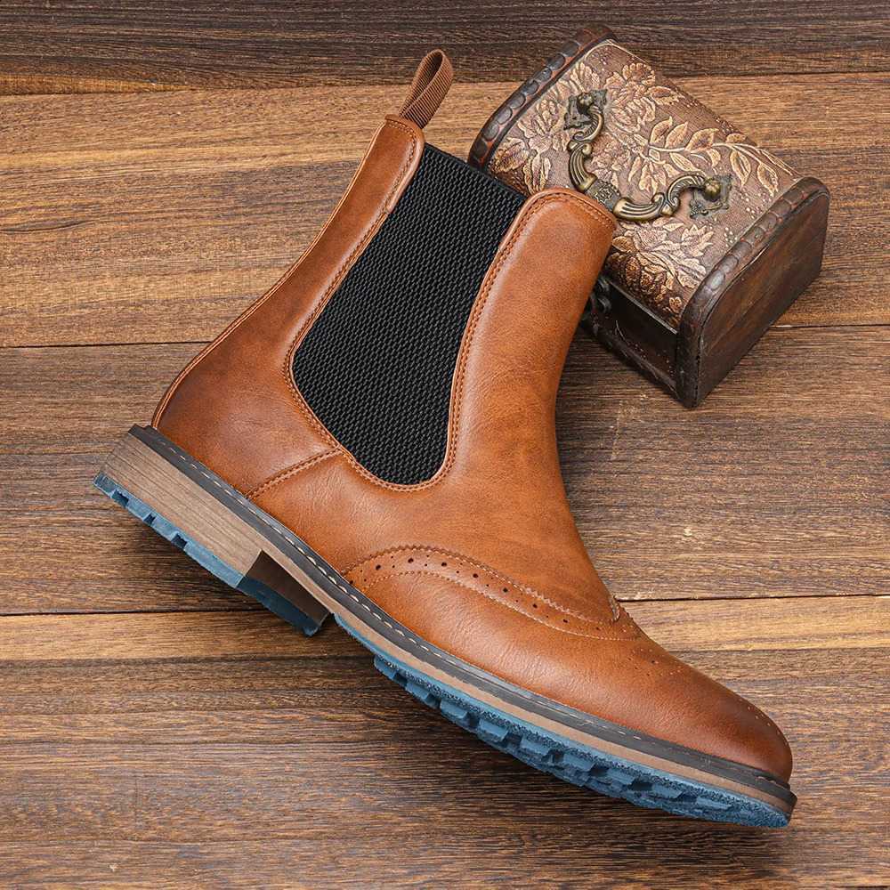 Size 7-13 Brogue Men Classical American Style Leather Boots #Al667 240929