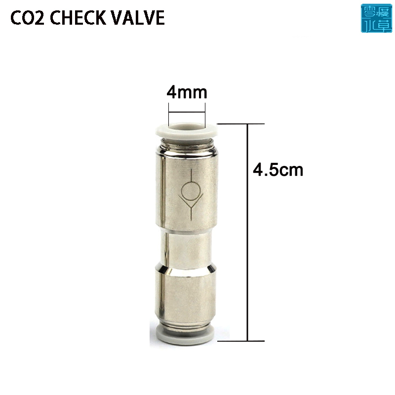 Aquarium CO2 check valve, used for carbon dioxide diffuser to prevent backflow, CO2 stainless steel check valve, PU pipe 4mm