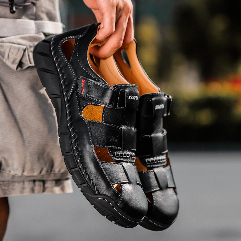 Classic Mens Sandals Summer Genuine Leather Sandals Men Outdoor Casual Lightweight Sandal Fashion Men Slipper2021