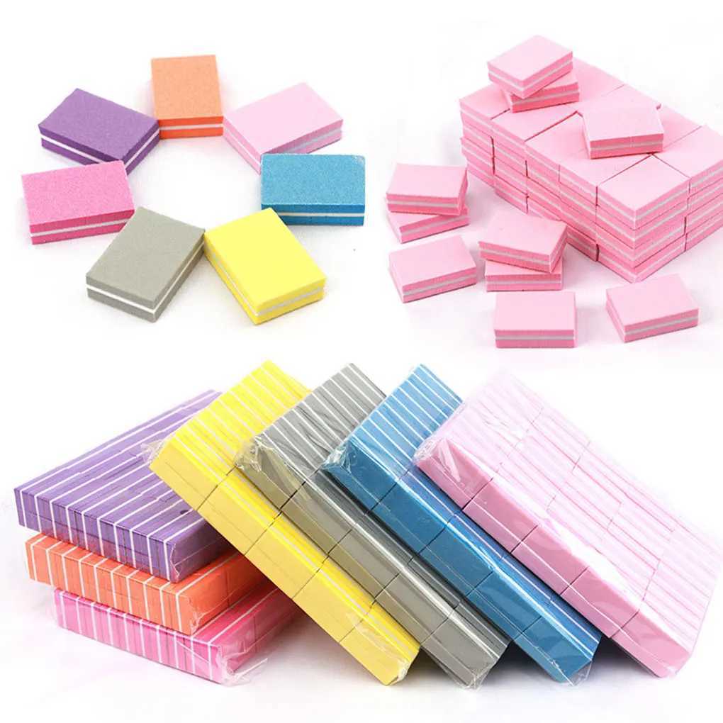 50 pieces/batch of double-sided mini nail files Color sponge nail polish polishing buffer strip polishing manipulation tool W240829