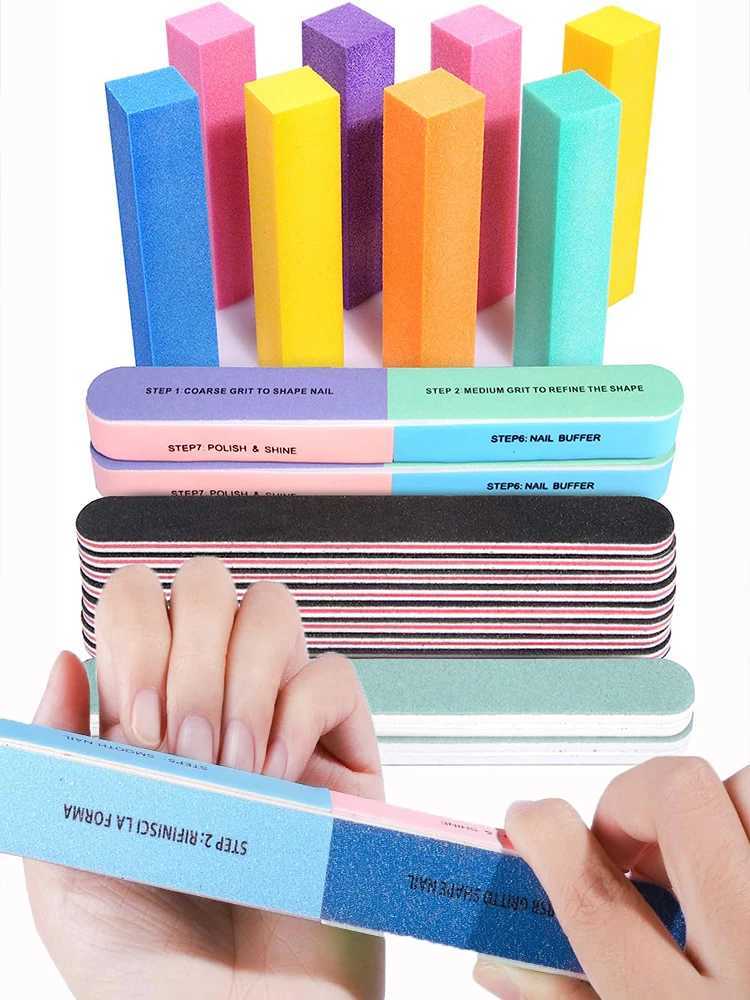 20 pieces/set of nail files rectangular friction and polishing block set 400/1000 grit friction strip smooth nail repair tool W240829