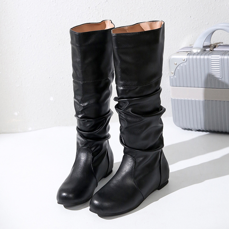 Fashion knee boots Woman Winter Western Flat Women Long Boots Ladies Leather Shoes