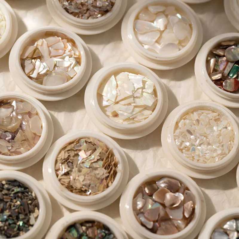 1 box of natural shell nail decoration sheet nail accessories non artistic painting chrome stone chameleon sheet nail drill 3D W240829