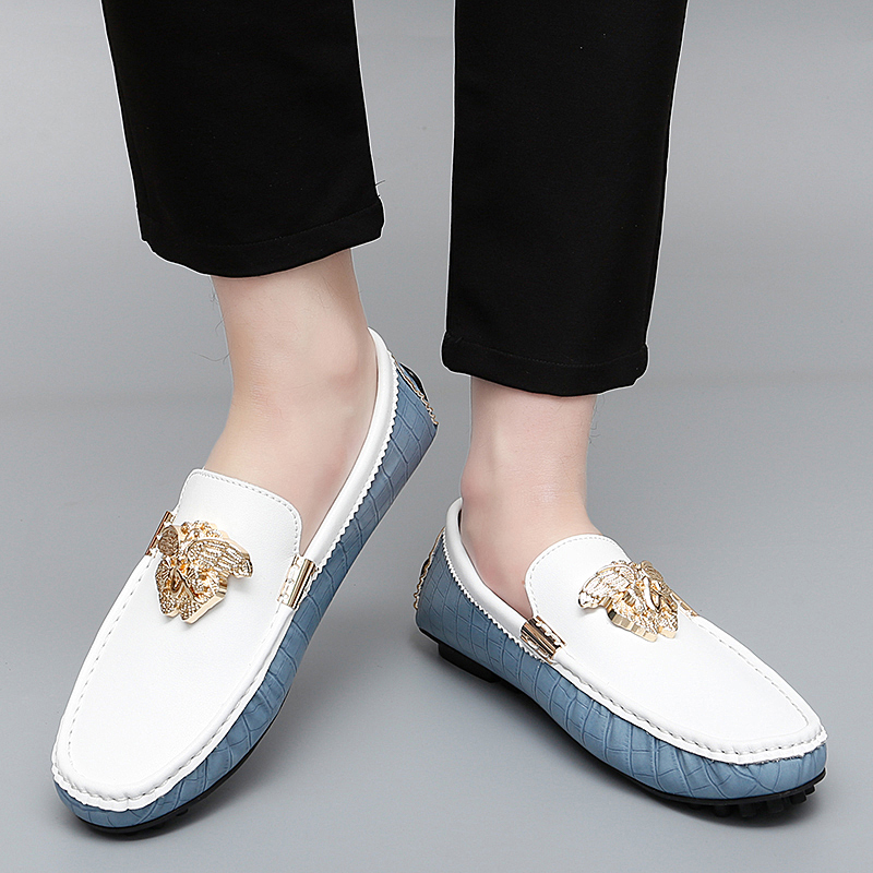 Luxury Genuine Leather Loafers Men's Women Size 35~48 Driving Designer Moccasins High Quality Flats Boat Shoes for Men Slip-on