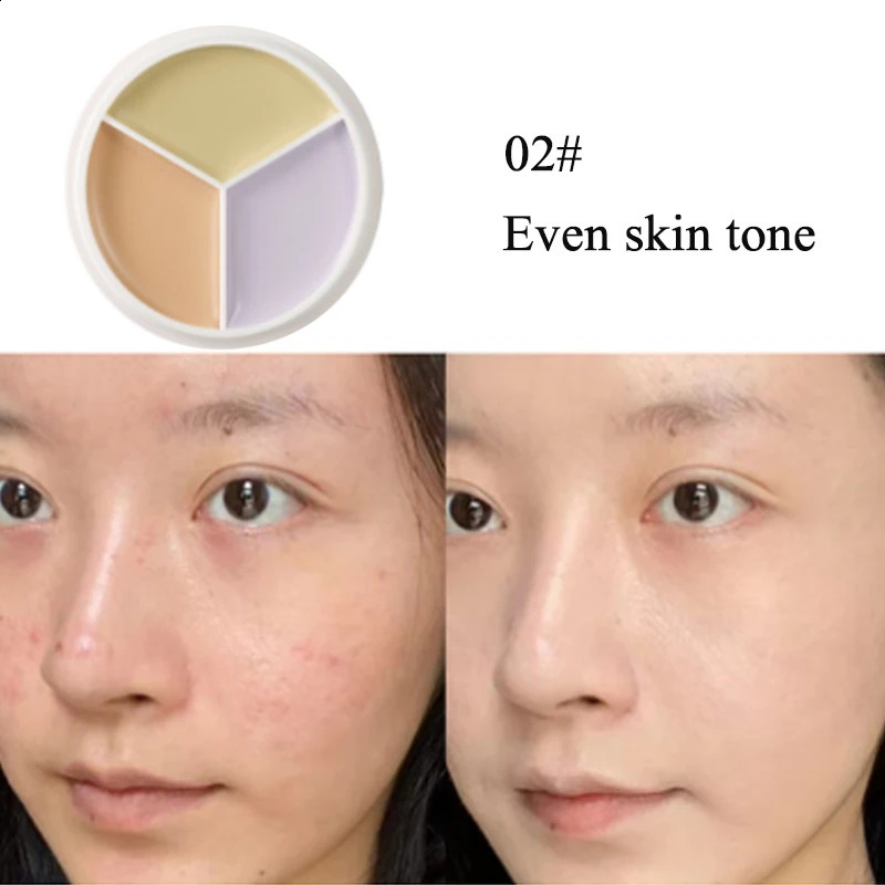 Three color concealer dark circle high coverage green nose contour shadow cream palette basic beauty Korean makeup 240829