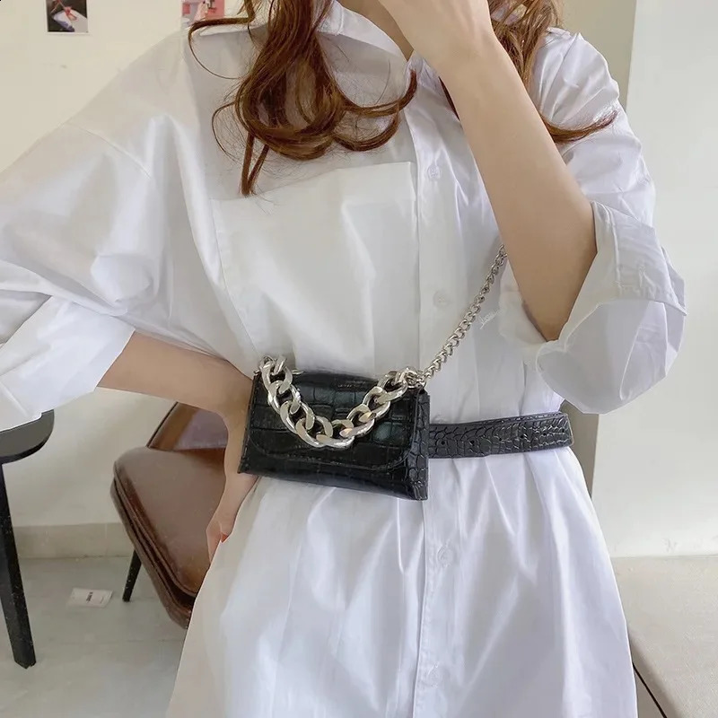 Fashion High Quality Thick Chain Belt Detachable Crossbody Chest Bags Waist Bag For Women 240830Z