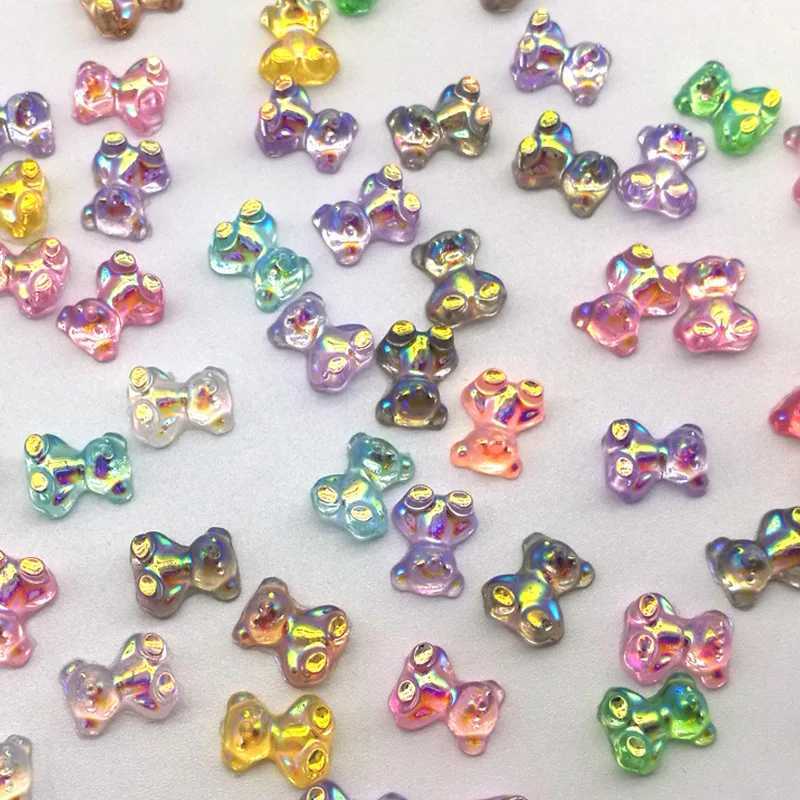 1/5/10/20pcs 3 size 3D cute bear nail art decoration fashion polishing UV gel DIY decoration random color processing accessories W240829