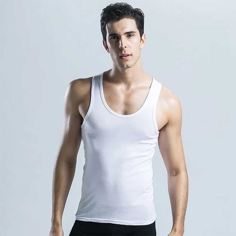 Large size mens underwear mens 100% pure cotton sleeveless basic shirt summer sexy fitness body building elastic single piece underwearW240718