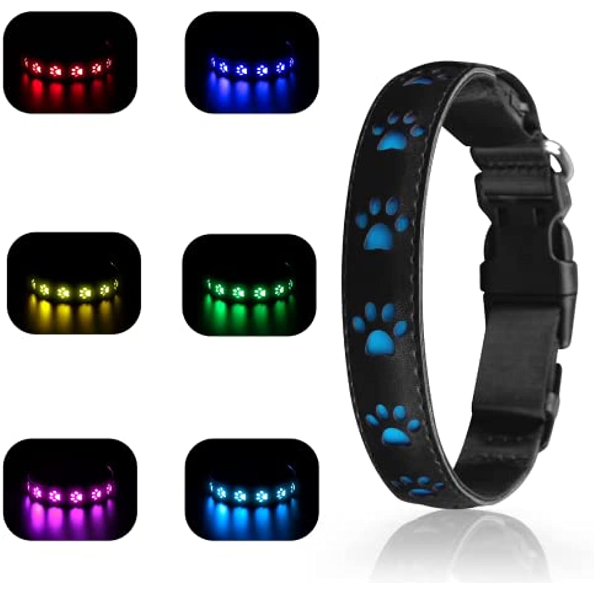 7 Modes Led Dog Collar Bone Colourful Light Luminous Dog Collar USB Chargeable Swimming Bright Night Pet Accessories