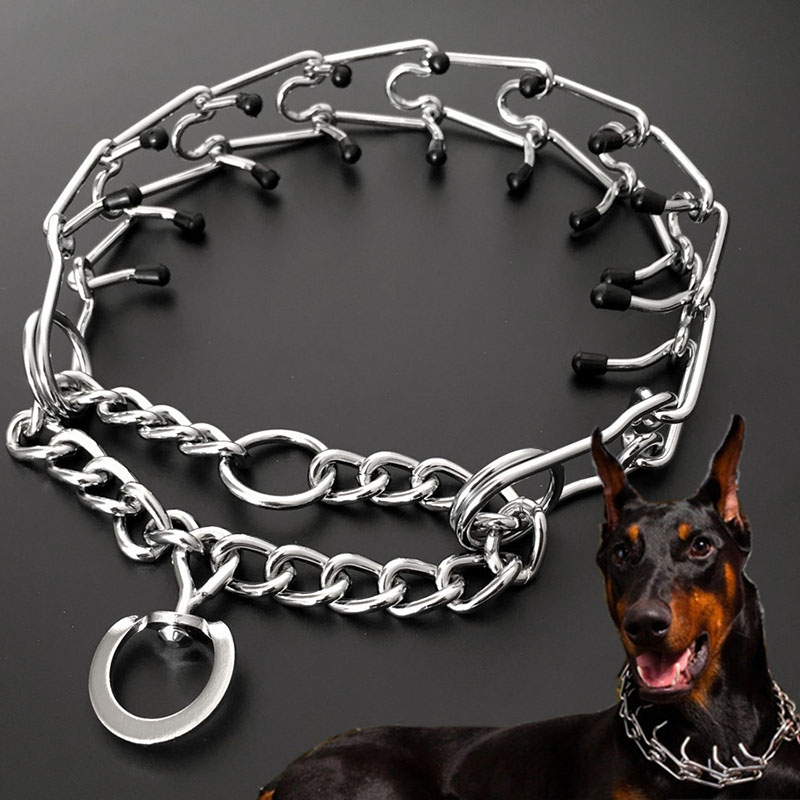 Dog Prong Training Collar Dog Choke Pinch Training Collar Adjustable Pet Dog Collar Stainless Steel Links with Soft Rubber Tips