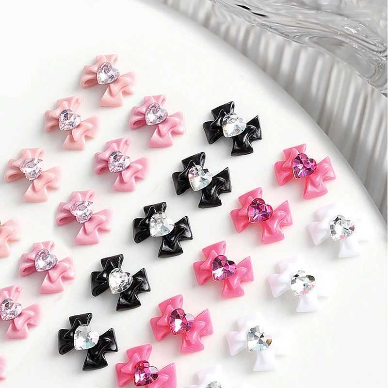 10Pcs 5Pcs Retro Simple Tie 3D Nail Charm Bow Ribbon Resin Love Diamond Crystal Nail Art Decoration W240829