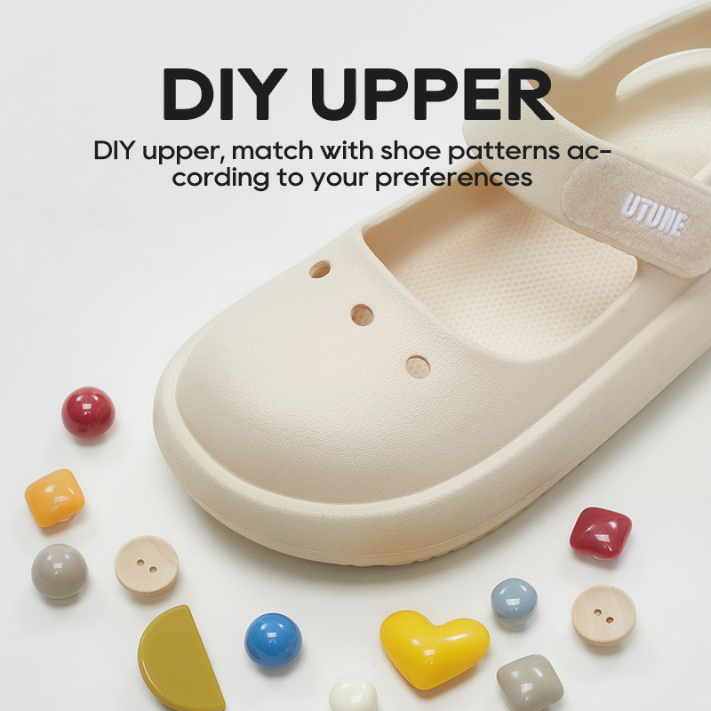 UTUNE Mary Jane Hook & Loop Women's Summer Sandals DIY Platform Thick Sole Soft Garden Girl Shoes Beach Female Slides Slippers