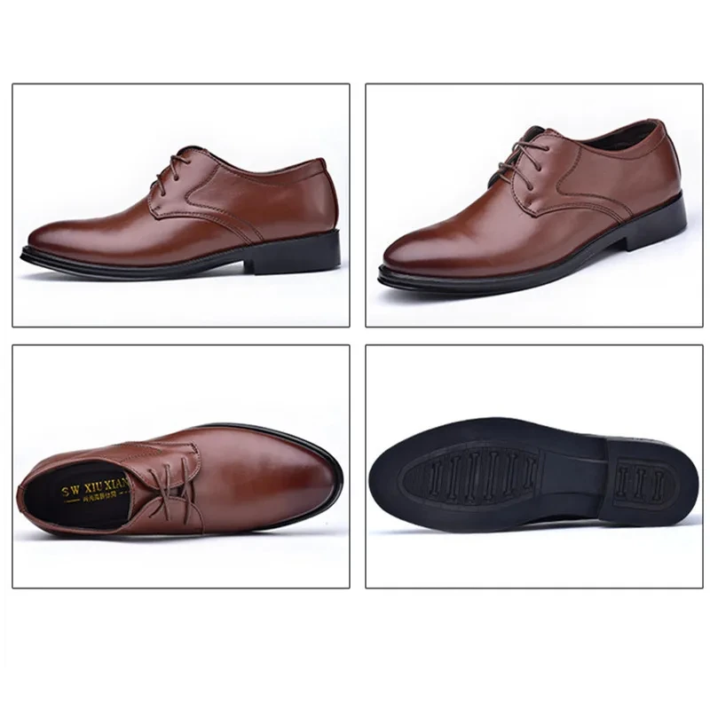 Derby Shoes for Men 2024 New Leather Shoes Business Dress Shoes Casual Comfortable Wear-Resistant Footwear Fur Chaussure Hommes