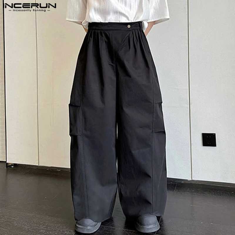 2024 Korean style Trouser mens personalized pleated design pants casual streetwear mens cargo wide leg PantAlons S-5XL W240829