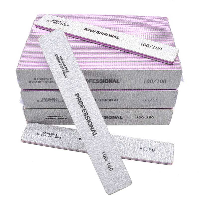 Nail file professional sandpaper 80/100/180 grit double-sided square polishing washable nail file manual tool W240829