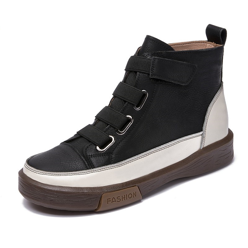 AIYUQI Women winter Shoes Flat Genuine Leather 2024 Antique Color Matching Front Tie Ladies Boots Trend Girl Student Shoes