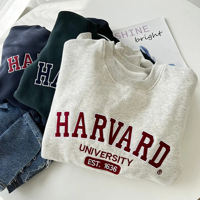 Heavy duty industrial letter embroidery plush casual sweater for women in spring and summer thick loose college style 240827