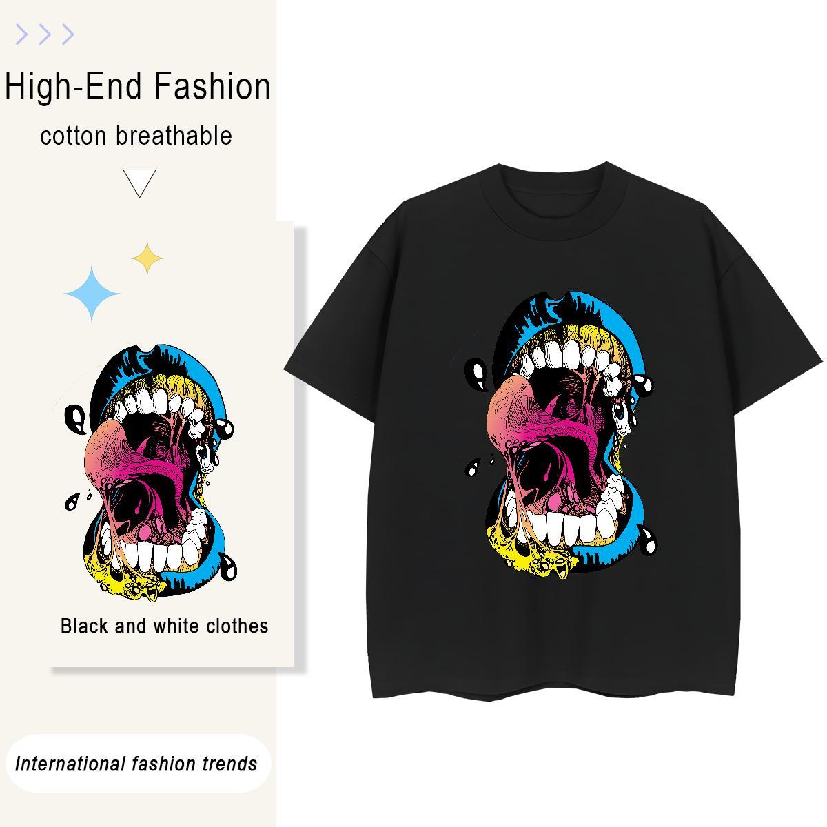 Brand Woman Tshirt 230g Pure Cotton icon Daily Outfit T shirt O-Neck Short Sleeve Cartoon Print Tees