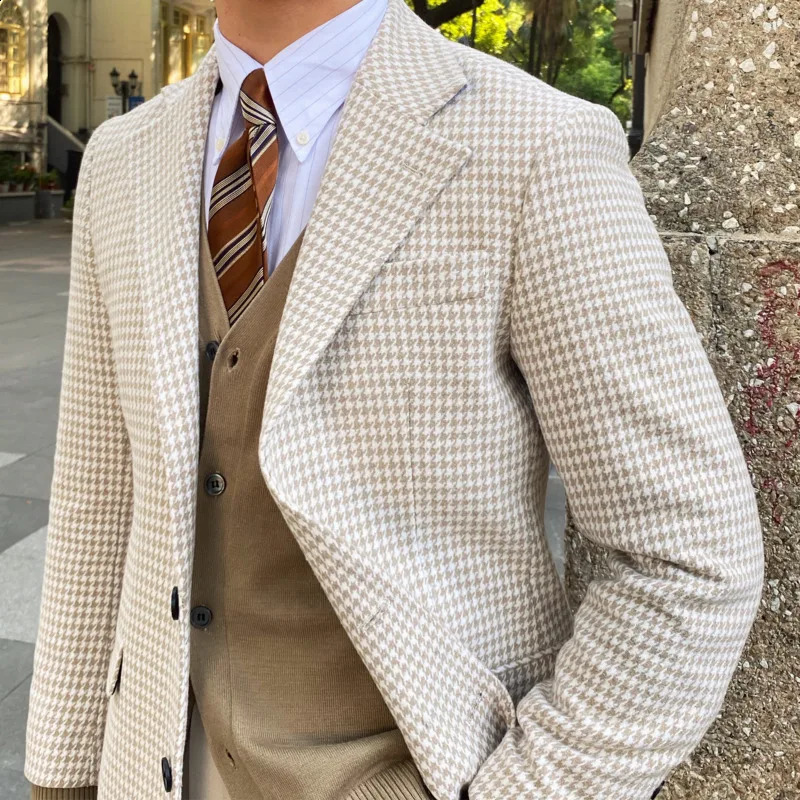 British retro hunting dog jacket mens long warm jacket autumn and winter mens wool jacket high-quality Abrigo Largo Hombre Mantel Wolle 240829