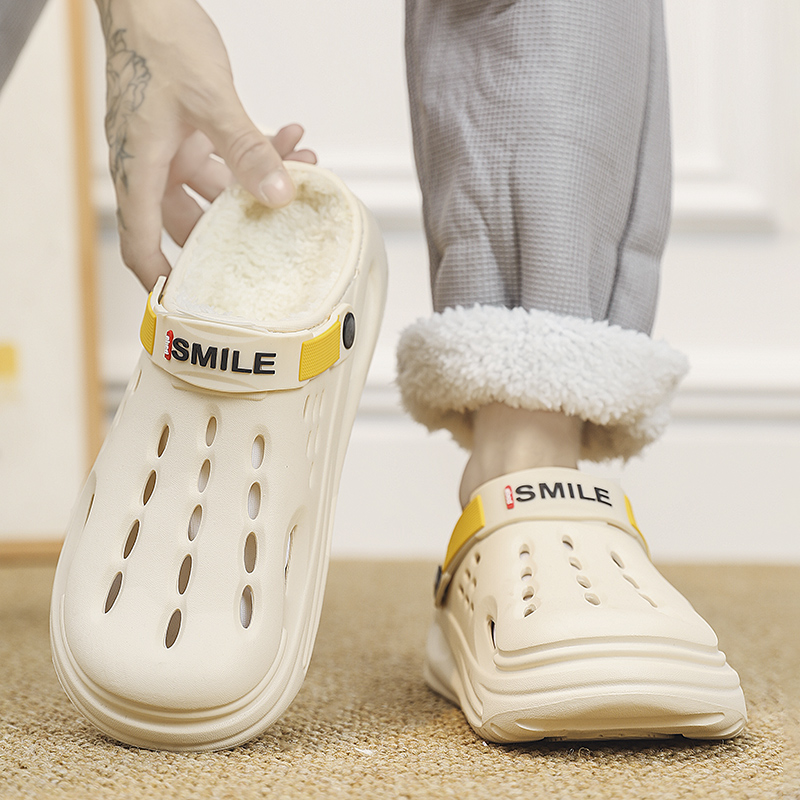 Fashion Winter Warm Men Cotton Slippers Sandals Plush Slippers Slides Outdoor Indoor Non-Slip Shoes Men Home Cotton Warm Shoes