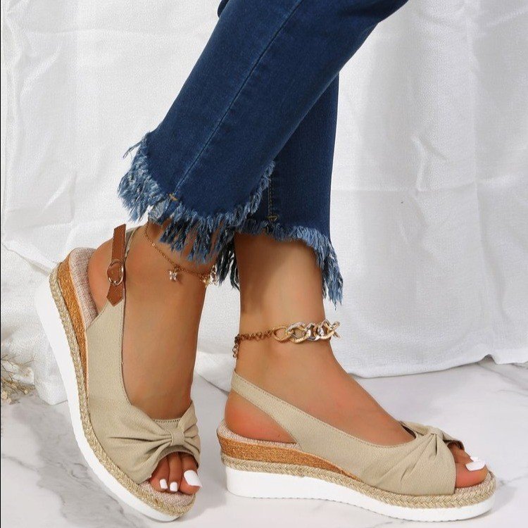 Sandals for Women Fashion Buckle Peep Toe Comfort Lightweight Wedges Sandals Summer Wear-resistant Women Office Wedding Sandals