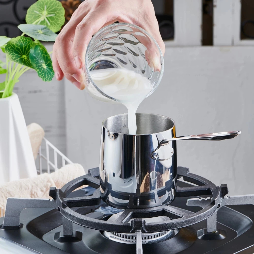Stainless Steel Coffee Pot Milk Jug Melted Butter Cream Thickened 350ML Induction Cooker Available Long Handle Wax Melting Pot 240829