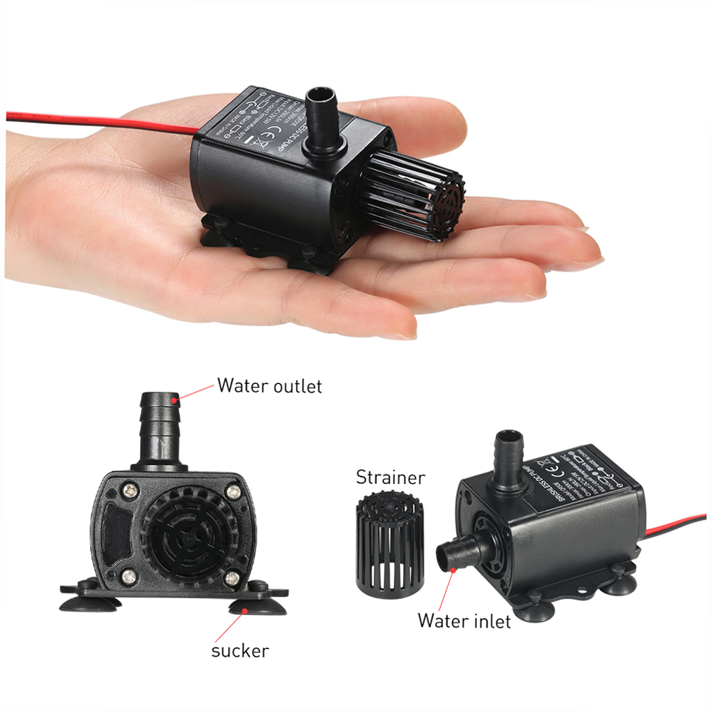 Water Pumps Ultra-quiet Mini USB 5V 4.8W Brushless Water Pump Waterproof Submersible Fountain For Garden Pond Camping