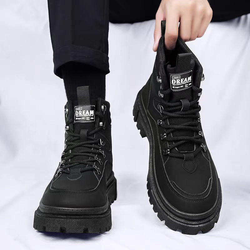 Men's autumn high top British style outdoor versatile sports hiking wear-resistant work boots