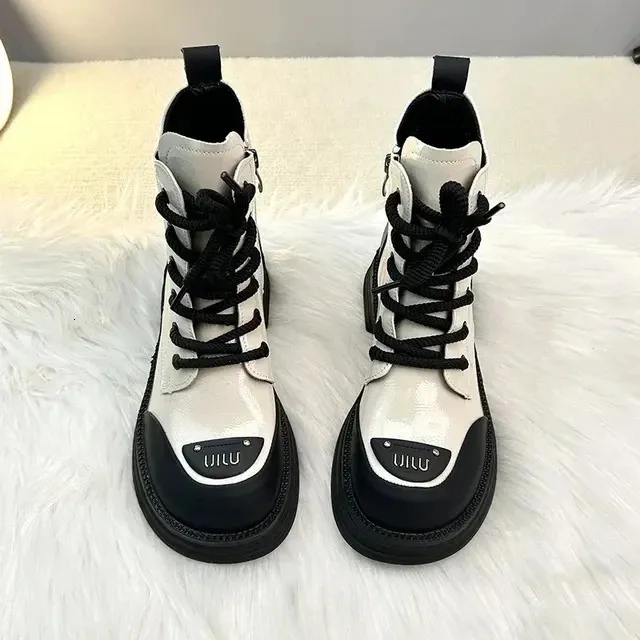 New Winter 2024 Ankle Round Toe Lace-up Short Womens Platform Designer Knight Boots Women Shoes 240613
