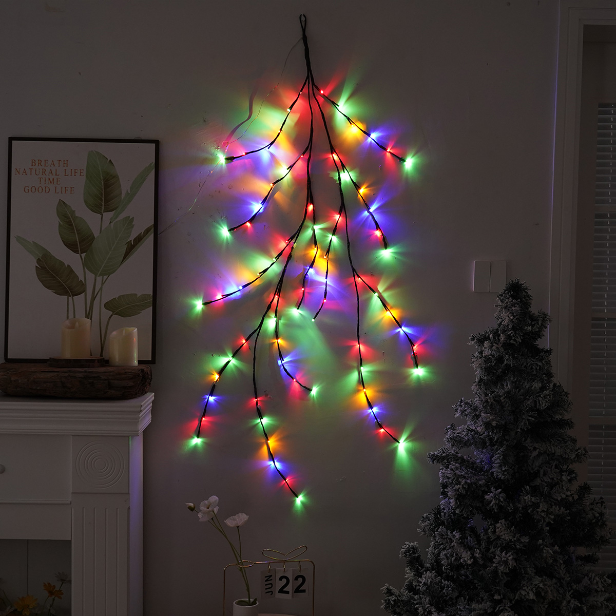 LED lights branch and rattan lights living room and bedroom decorations colorful light strings festive wedding decorations branch lights