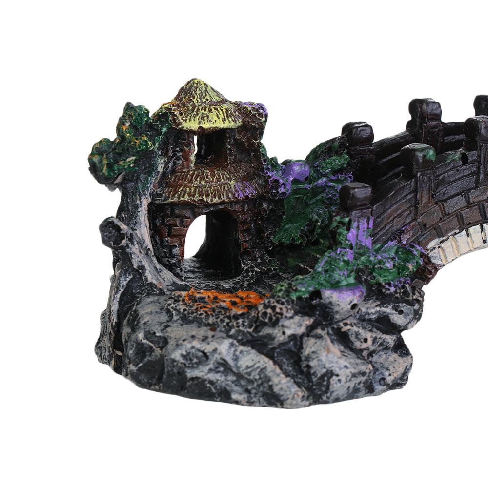 Aquarium Accessories Arbor Tree Plant Fake Landscaping Fish Tank Ornament Artificial Bridge Rockery Resin Aquarium Ornaments