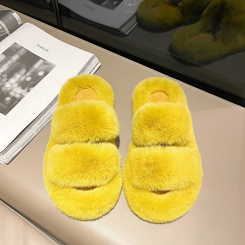 Women's autumn and winter cross thick soled cotton slippers with 2CM heel height