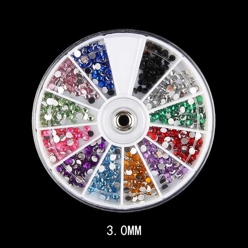 Mix 12 colors 1.5mm 2MM 3MM sparkling stone 3D nail rhinestone beads handmade DIY nail art decoration wheel accessories W240829