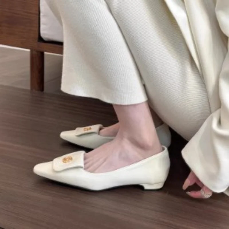 Women's 2024 Spring Pumps Fashion Slip On Low Heels Ladies Elegant Pointed Toe Mary Jane Shoes fa9d