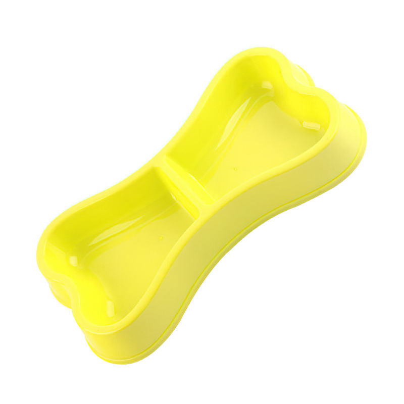Plastic Dog Bowls Bone Shaped Candy Color Dogs Feeder Double-head Bowls Pets Travel Feeding Food Bowl Cats Tableware