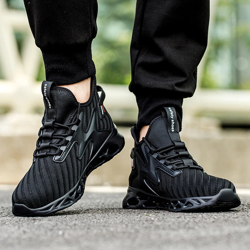 Breathable Men Work Safety Shoes Anti-smashing Steel Toe Cap Working Boots Construction Indestructible Work Sneakers Men Shoes 240819