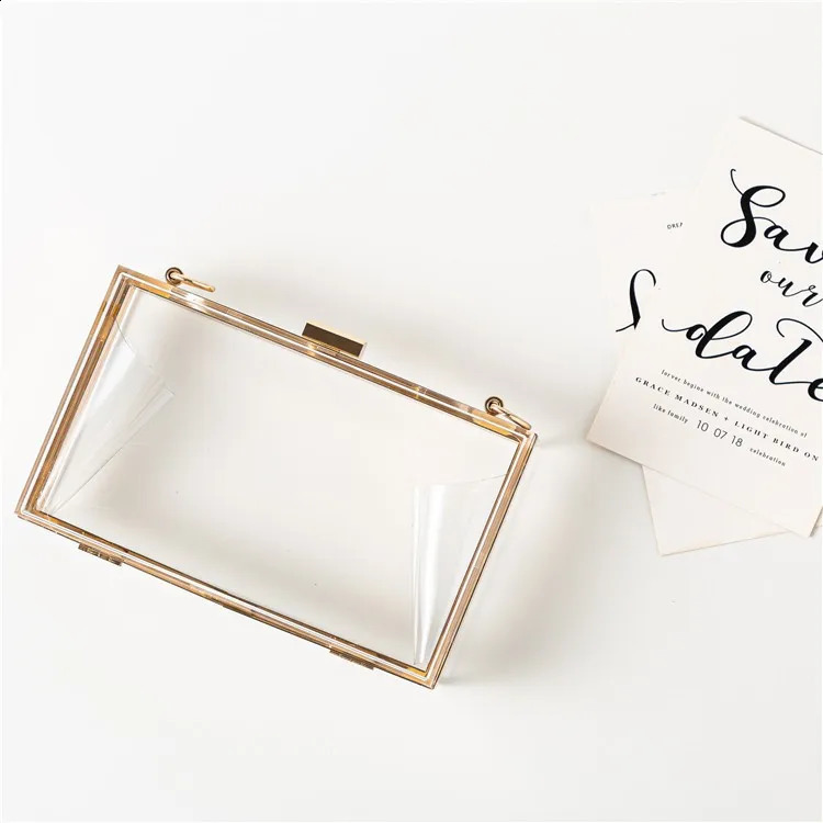 Mirror Acrylic Casual Transparent Cosmetic Box Small Square Bag Selling Trendy Chain One Shoulder Crossbody Bag 240830