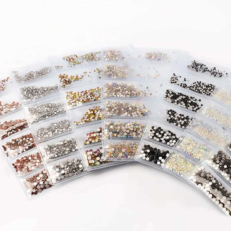 Mixed size SS3-SS10 1440PCS nail art Rhinestone crystal color flat back without repair stone diamonds for 3D nail decoration W240829